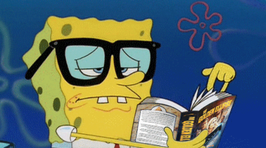 SpongeBob reading The Golden Ellipse